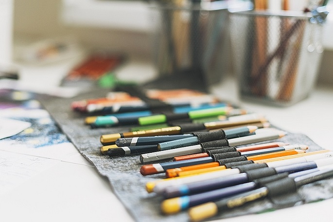 pastel pencils and equipment for drawing